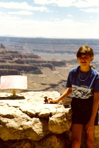 Rebekah with Mutt at the Grand Canyon in 1991.